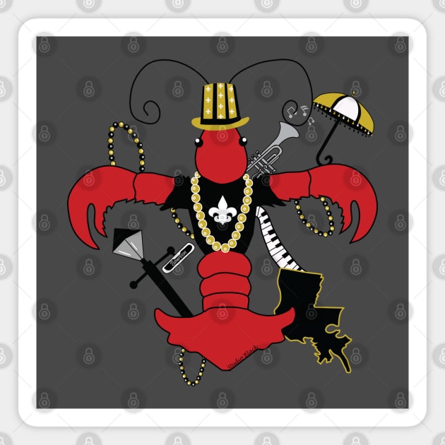 New Orleans Red Louisiana Crawfish Fleur de Lis Magnet by Little Shop of Nola